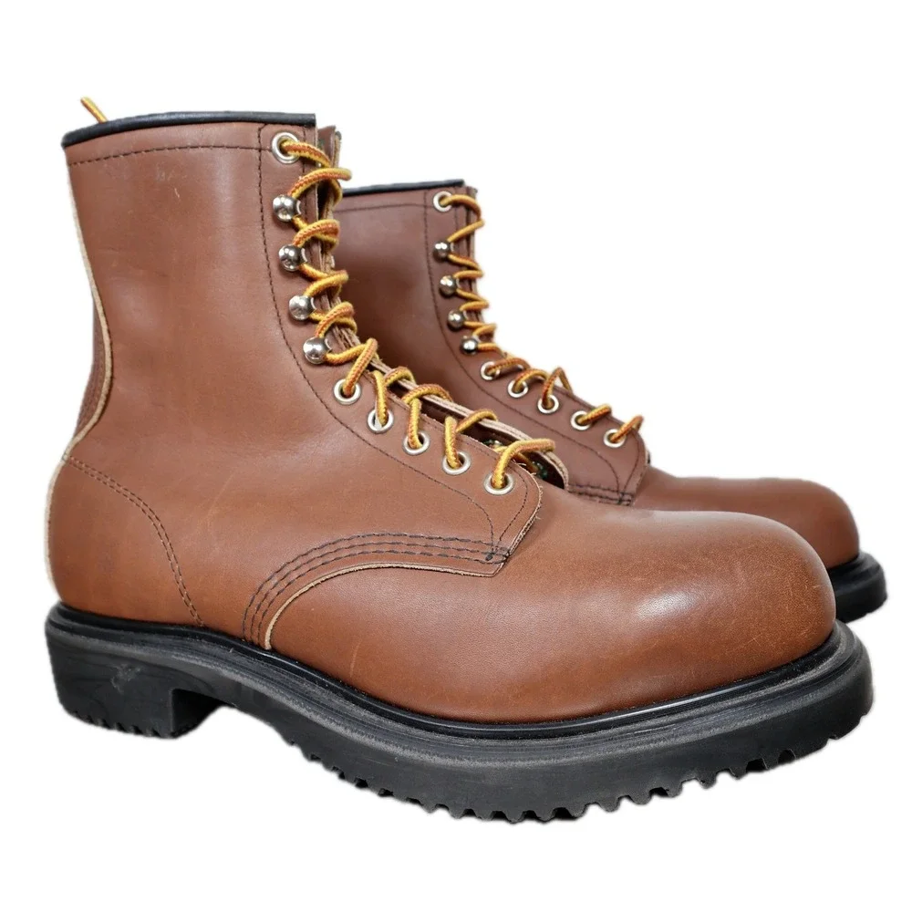Red Wing 2233 Steel Toe Boots Mens 8 E2 Brown Leather Work Safety Made in USA